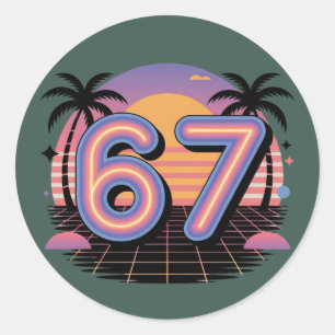 6 7 Six Seven Vaporwave Gen Z Alpha Meme Classic Round Sticker