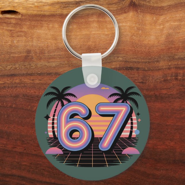 6 7 Six Seven Vaporwave Gen Z Alpha Meme  Key Ring (Front)