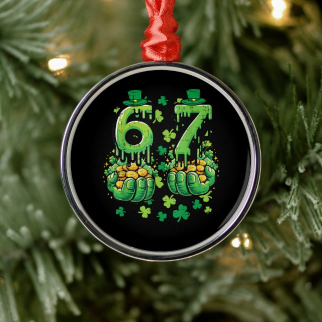 6 7 St Patricks Day Metal Ornament (Tree)