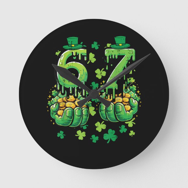 6 7 St Patricks Day Round Clock (Front)