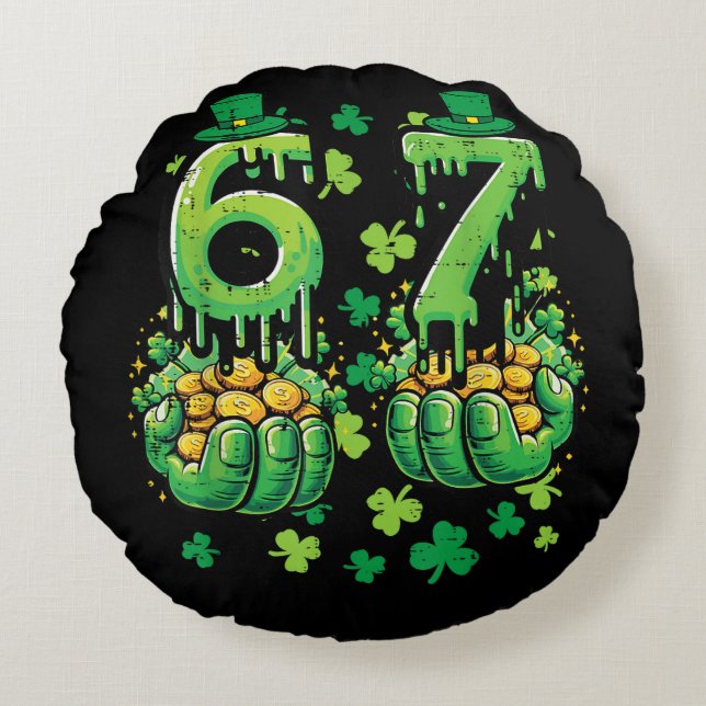 6 7 St Patricks Day Round Cushion (Front)