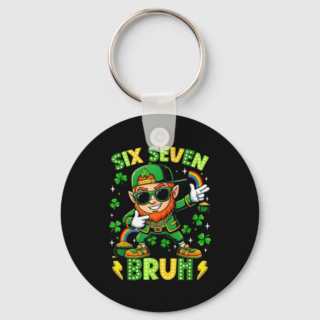 6 7 st. patricks day six seven meme  key ring (Front)