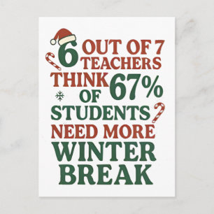 6 7 Teacher Six Seven 67 Santa Gen Alpha Announcement Postcard
