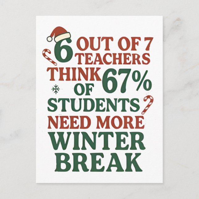 6 7 Teacher Six Seven 67 Santa Gen Alpha  Invitation Postcard (Front)