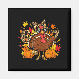 6 7 Thanksgiving Funny Leopard Bow Turkey Six Seve Magnet