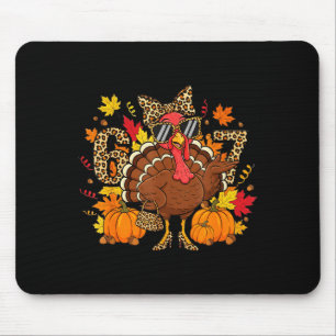 6 7 Thanksgiving Funny Leopard Bow Turkey Six Seve Mouse Pad