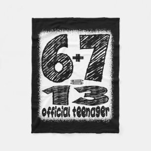 6+7 turning 13 year old teenager boys funny 13th fleece blanket