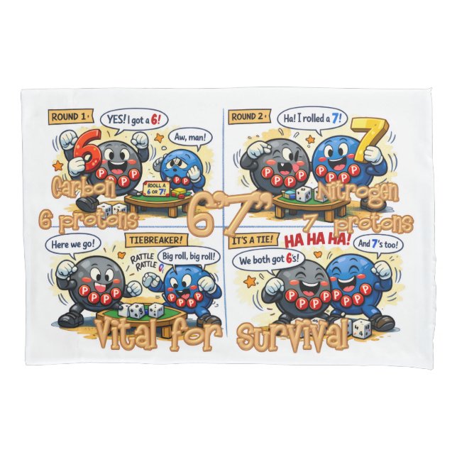 6’7” Vital for Survival Chemistry Elements   Pillowcase (Front)