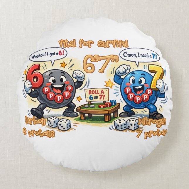 6’7” Vital for Survival Chemistry Elements   Round Cushion (Front)