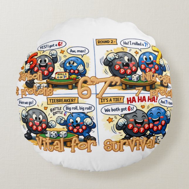 6’7” Vital for Survival Chemistry Elements   Round Cushion (Front)