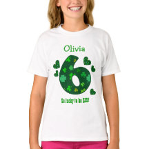 6 Birthday Girl Shamrock Number Custom Name V18