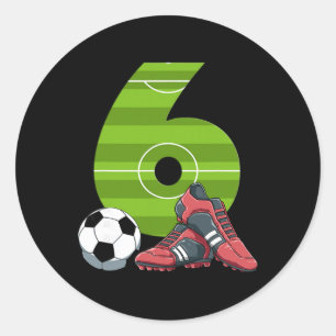 6 Birthday Soccer First Birthday Football Kids Classic Round Sticker