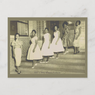 6 Black Beauties Back 1950's Fashion Postcard