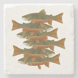 6 Brook Trout on a Coaster