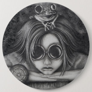 6" Button Frog Princess Steampunk art fun