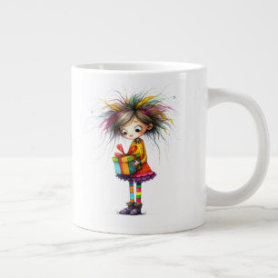 * 6 Colourful Whimsical Christmas GIRL Gift AP9 Large Coffee Mug