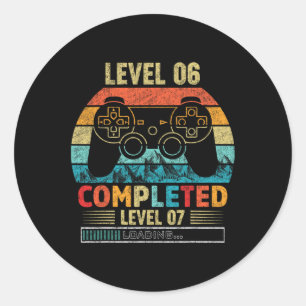 6 Completed Level 7 Loading 6th Birthday Video Gam Classic Round Sticker