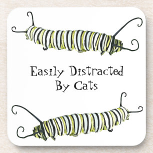 6 Cork Back Coasters - Easily Distracted by Cats.