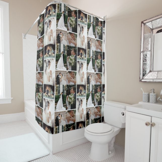 6 Custom Photo Collage Favourite Moments Shower Curtain (In Situ)