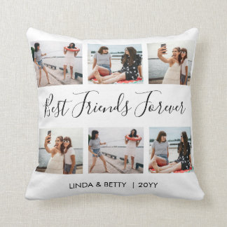6 Custom Photo Collage Script Best Friends Forever Cushion