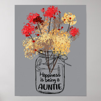 6 Cute Floral Mum Happiness Is Being An Auntie Poster
