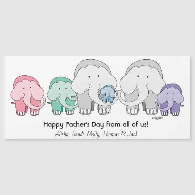 6 Elephants Group Greeting Card (Front)