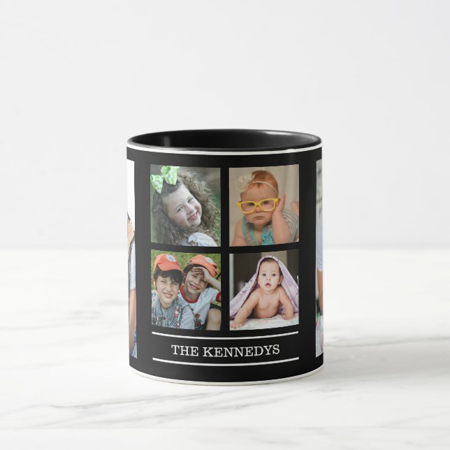6 Family Photo Collage Template Family  Name Mug (Center)