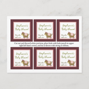 6 Favour Tags Abby's Farm pink Girly Barn Animal Invitation Postcard