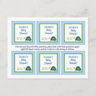 6 Favour Tags Blue Sea Turtles Invitation Postcard