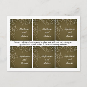 6 Favour Tags Modern Autumn Floral Fall Brown Postcard