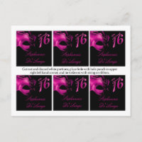 6 Favour Tags Sweet 16 Hot Pink Black Party Mask
