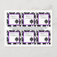 6 Favour Tags Wedding Black Purple Damask Lace