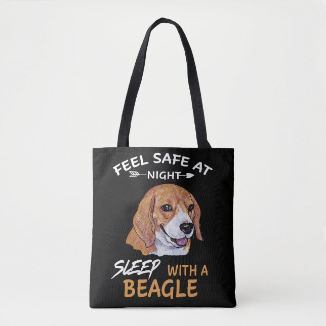 6 Feel Safe At Night Sleep With A Beagle Tote Bag (Front)