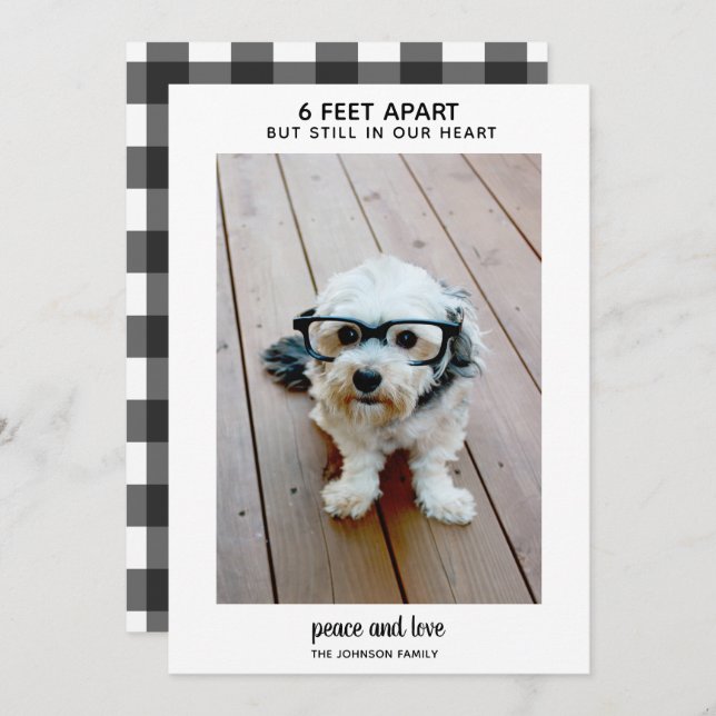 6 Feet Apart But Still in my heart - 1 Photo peace Holiday Card (Front/Back)