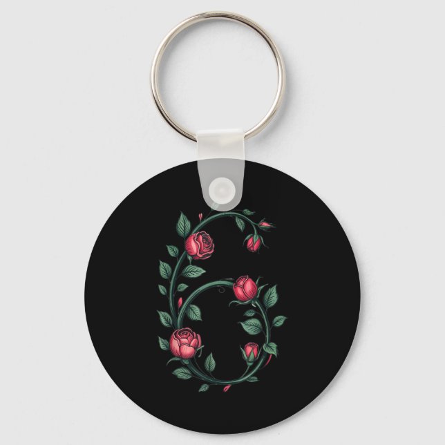 6 Floral 67 Rose Valentines Day Funny Love Matchin Key Ring (Front)