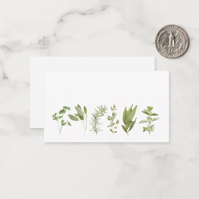 6 FRESH HERBS 3.5x2 Flat Note Card  (Front/Back In Situ)
