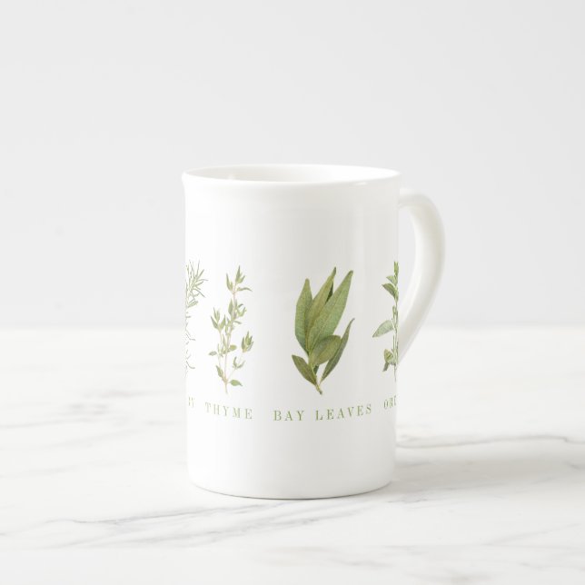 6 FRESH HERBS Bone China Mug (Front Right)