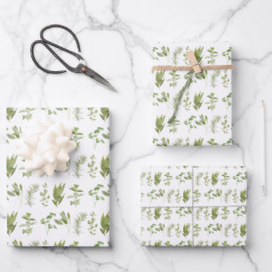 6 FRESH HERBS Wrapping Paper 3 Flat Sheets