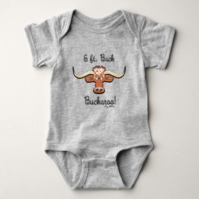 6 Ft. Back Buckaroo, Longhorn Steer Baby Bodysuit (Front)