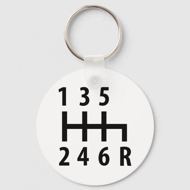 6 gearshift race car black key ring (Front)