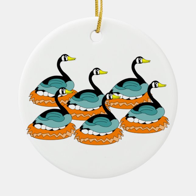6 Geese A Laying Ceramic Tree Decoration (Front)