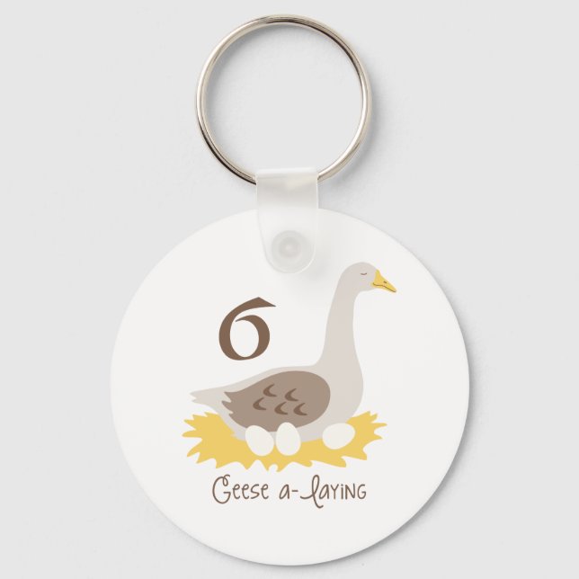 6 Geese A-Laying Key Ring (Front)
