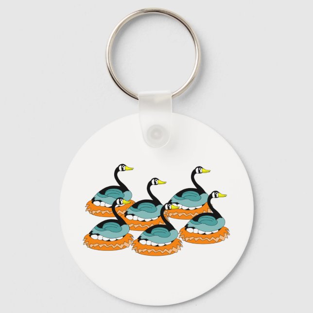 6 Geese A Laying Key Ring (Front)
