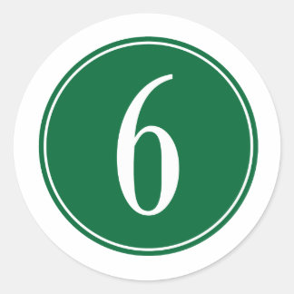 #6 Green Circle Classic Round Sticker
