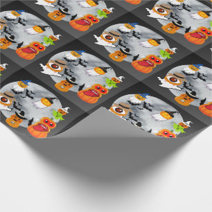 6 halloween characters wrapping paper