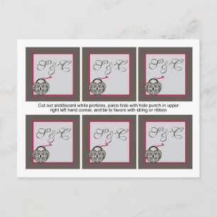 6 Heart Lock Wedding Favour Tags Postcard