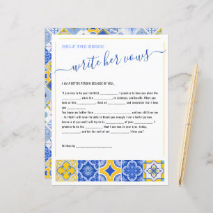 6 Help the Bride Write Her Vows Bridal Shower Game