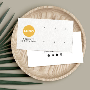 6 Hole Stud Earring White Leather Add Logo Busine Business Card