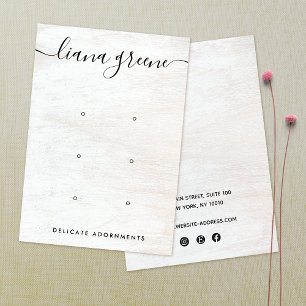6 Hole, Three Earring Set White Wood Display Business Card