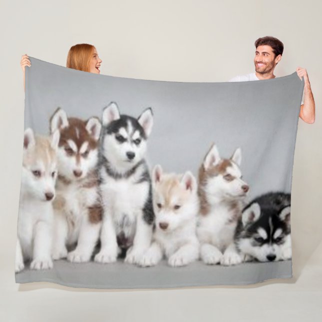 6 HUSKY PUPPIES FLEECE BLANKET (In Situ)